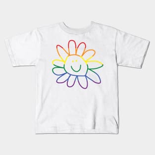 Pride Stripes Daisy Doodle Kids T-Shirt